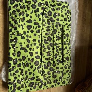 Green Leopard Print Clutch with Studs